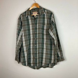 Woolrich Men’s Button Green Plaid Shirt